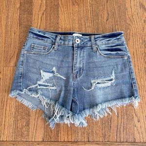 Medium Wash Distressed Denim Short